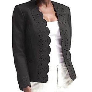 Banana Republic Laser Cut Scalloped Ponte Blazer